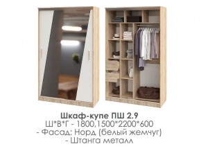 шкаф-купе ПШ-2.9 1500 Норд Белый жемчуг 1500 в Снежинске - snezhinsk.magazin-mebel74.ru | фото